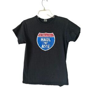 GILDAN Black Cotton Tee T-shirt HAUL 'N" AXE Size Small